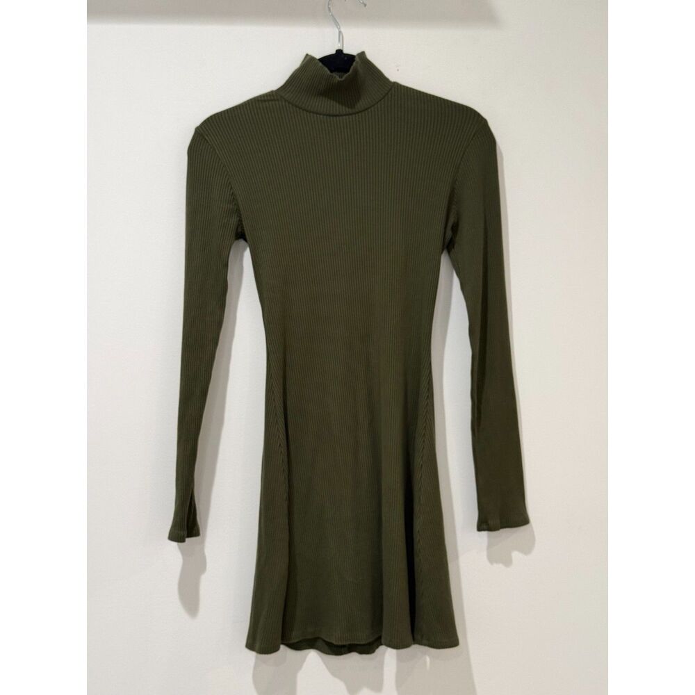 Reformation Rochelle Ribbed Mock Neck Dress
